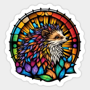 Hedgehog Animal Portrait Stained Glass Wildlife Outdoors Adventure Sticker